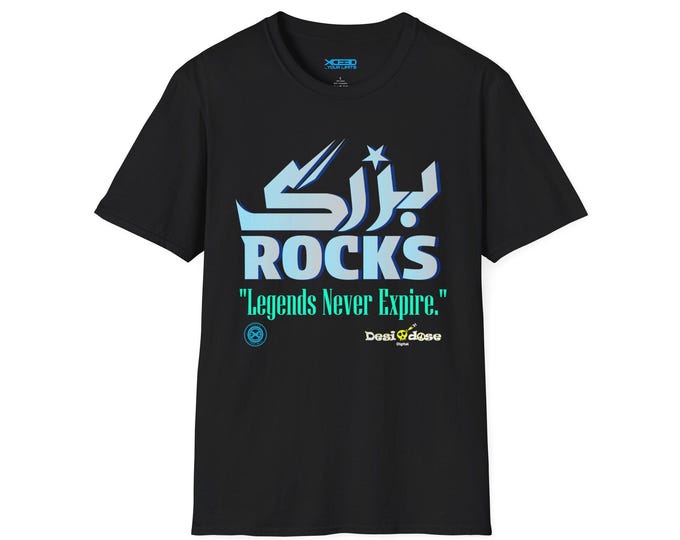 Bzrk Rocks T-Shirt | 'Legends Never Expire' Retro Arabic Script
