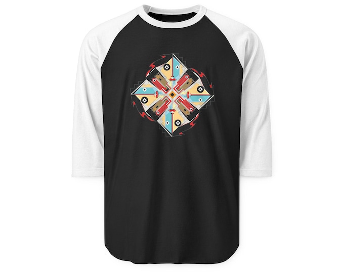 Retro Skateboard Diamond Illustration Raglan Shirt | Skateboard Art