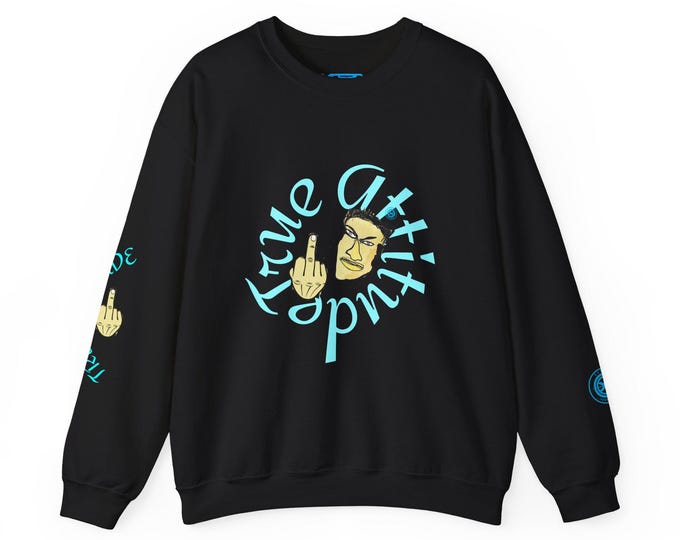 Middle Finger Face Illustration Sweatshirt | Attitude Graphic Crewneck