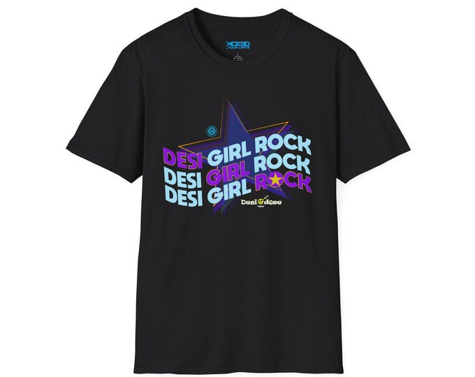 Girl Rock Star Graphic T-Shirt | Retro Star Typography, Neon Colors