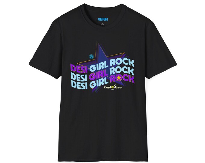 Girl Rock Star Graphic T-Shirt | Retro Star Typography, Neon Colors