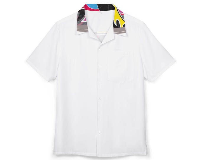Abstract Colorblock Face Hawaiian Shirt | AOP Button-Down