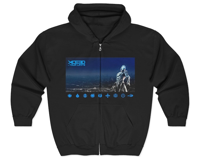 Cyber Knight Graphic Hoodie | Full Zip Zip-Up Sweatshirt