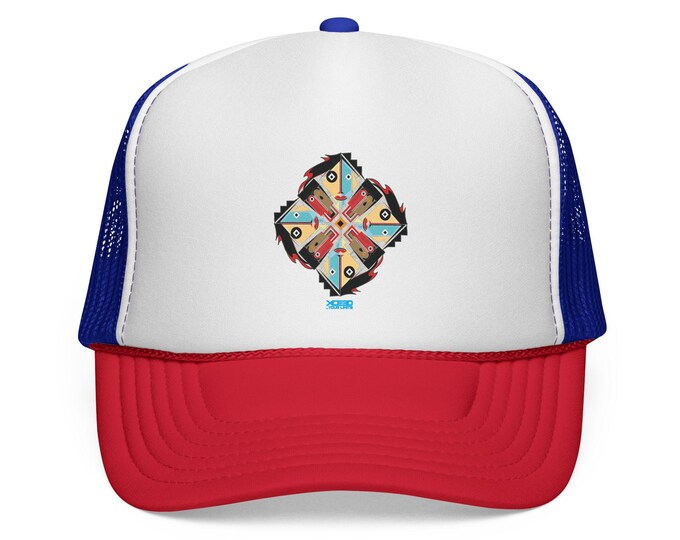 Geometric Aztec Patchwork Trucker Cap | Southwestern Pattern Cap