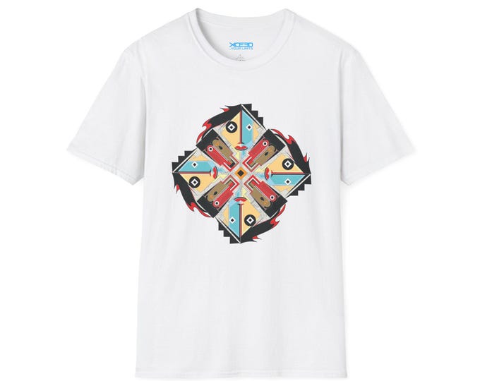 Geometric Abstract Bird Mandala T-Shirt | Colorful Tribal Pattern