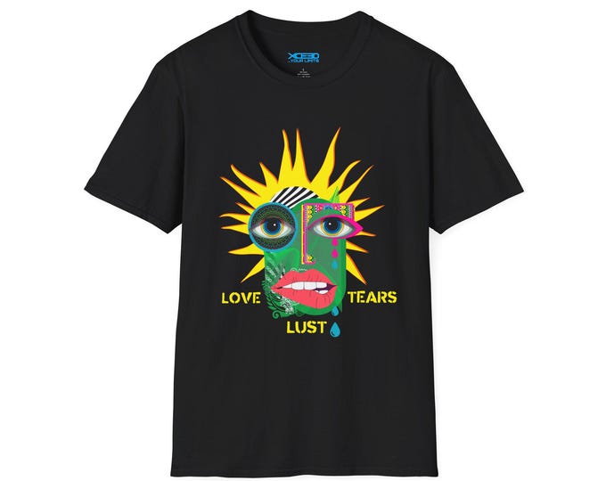 Love Tears Lust graphic T-Shirt | Pop Art Face design