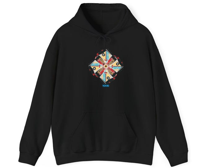 Retro Skateboard Mandala Hoodie | Geometric Skate Art