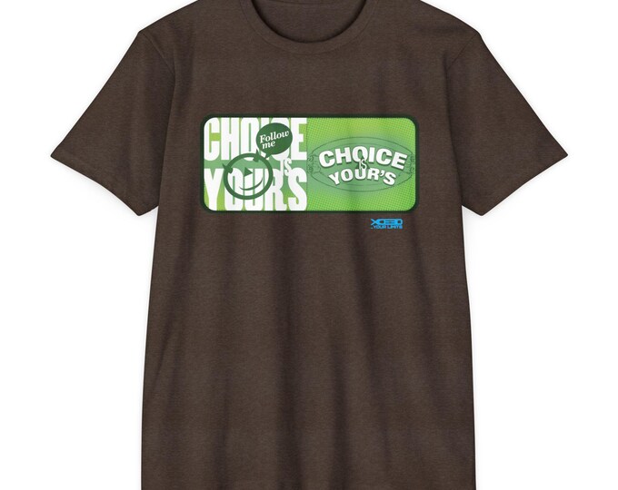 Choice Is Yours graphic T-shirt | Motivational Text Tee, Green & Purple Design