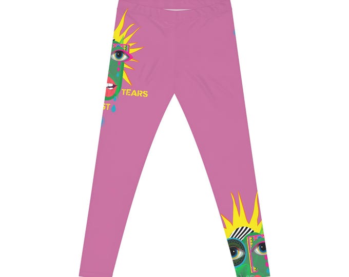 Sunburst Face Pop Art Leggings | Pink All-Over Print