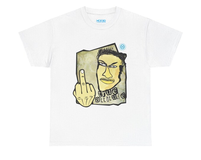 Middle Finger Attitude Tee | Graphic Punk Face Illustration