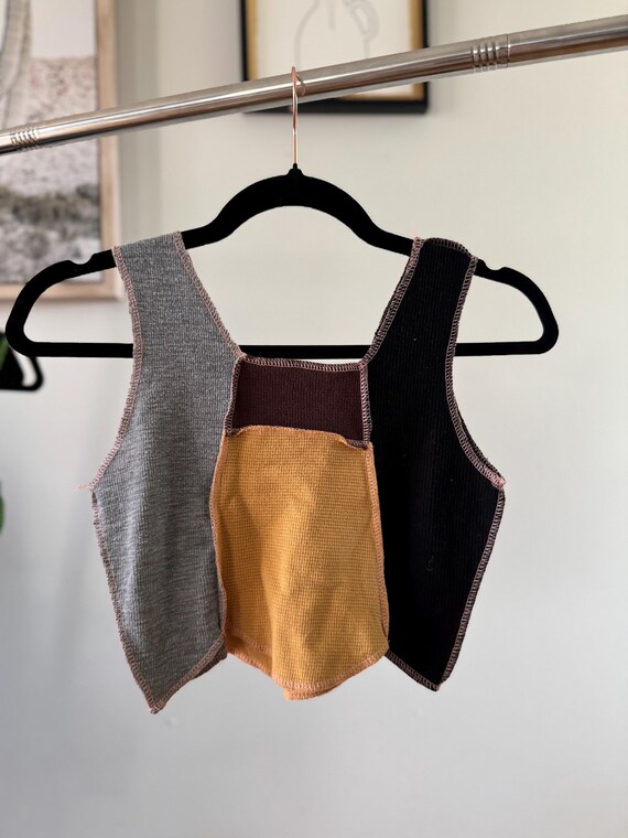 Deconstructed Patchwork Knit Crop Top | Y2K Cut-O… - image 6