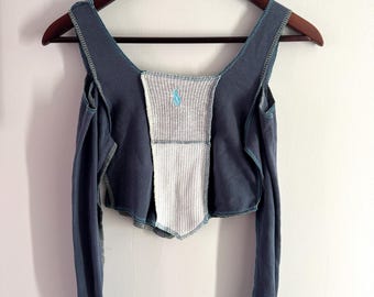Deconstructed Crop Top | Waffle Knit, Exposed Seam Y2K Streetwear