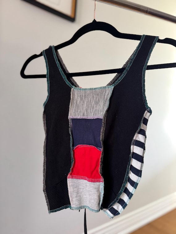 Deconstructed Patchwork Knit Crop Top | Y2K Cut-O… - image 8