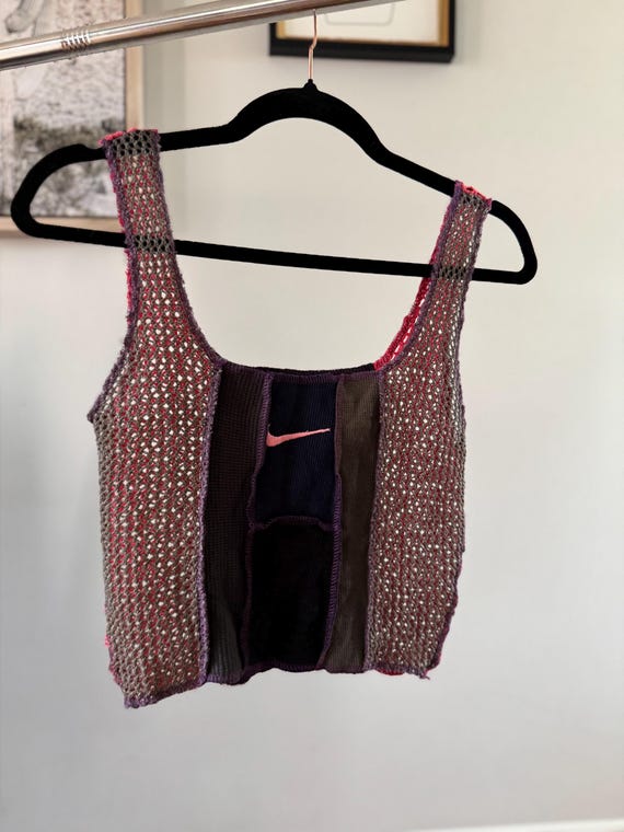 Deconstructed Patchwork Knit Crop Top | Y2K Cut-O… - image 9