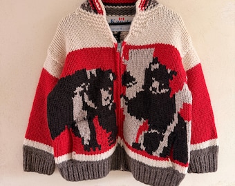 Vintage KANATA Hand Knit Chunky Cowichan Inspired Sweater Jacket
