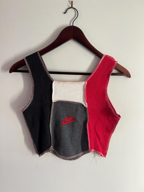 Deconstructed Patchwork Knit Crop Top | Y2K Cut-O… - image 1