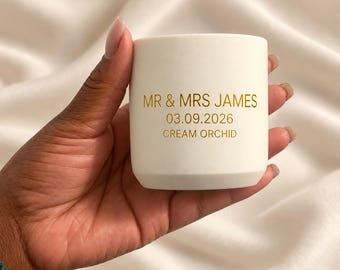 Personalised 90g Candle Wedding Favours, Luxury Soy Wax Guest Gifts, Minimum Order 50