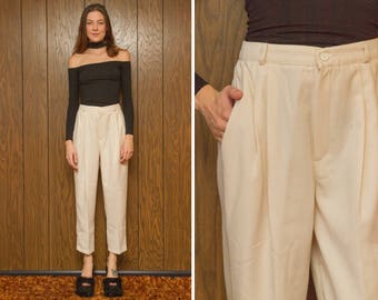 Vintage Briggs navy velour wide leg trouser with elastic waist size M petite
