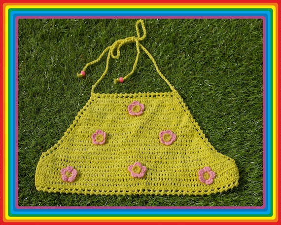 Vintage Y2K 90s Bright Yellow Baby Pastel Pink Fes