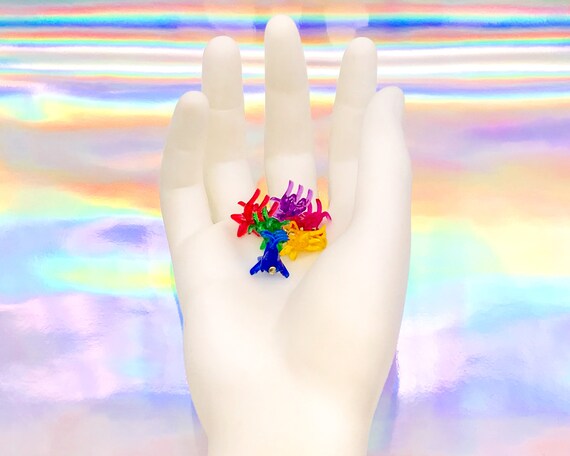 Vintage 90s Y2K Star Shape Rainbow Cute Mini Claw… - image 4