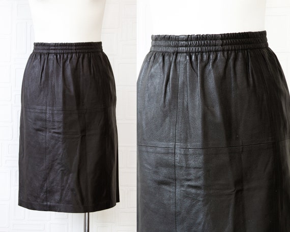 Vintage 90s Genuine Black Patchwork Shiny Leather Lined High