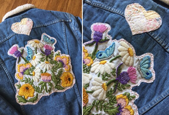 Vintage 80s Levis Levi's Sherpa Lined Flower Butt… - image 2