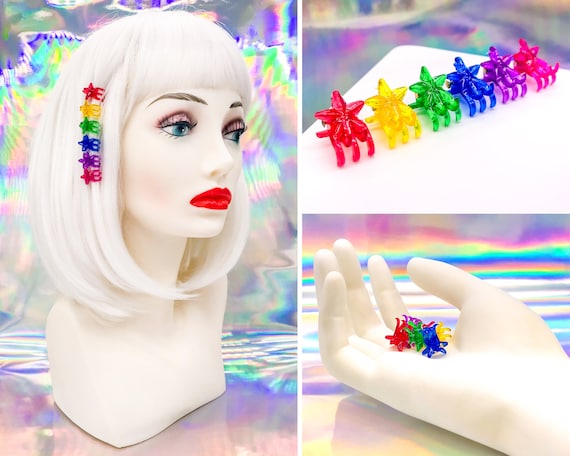 Vintage 90s Y2K Star Shape Rainbow Cute Mini Claw… - image 1