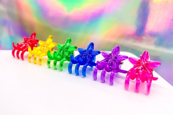 Vintage 90s Y2K Star Shape Rainbow Cute Mini Claw… - image 2