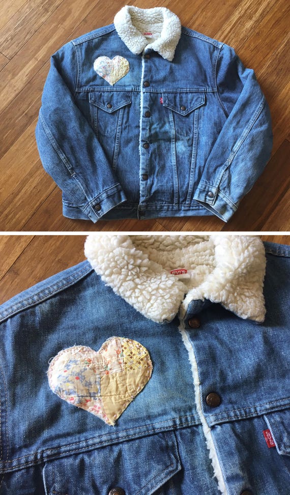 Vintage 80s Levis Levi's Sherpa Lined Flower Butt… - image 7
