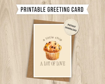 Cartão de felicitações com muffin de chocolate, imprimível nos tamanhos 5x7 e 4x6 (digital, download instantâneo, arquivos PDF e JPG), trocadilho, amigo, marido, esposa