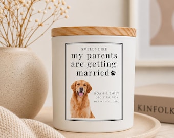 Custom Engagement Pet Candle | SmellsLike My Parents Are Getting Married | Dog Engagement Candle | Newly Engaged Gifts | Engaged Couple Gift