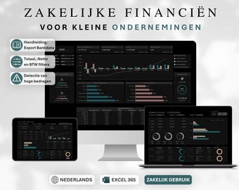 Boekhouding Spreadsheet Excel – Boekhoud Template voor Kleine Bedrijven, Inkomsten & Uitgaven Tracker, Winst en Belasting Overzicht