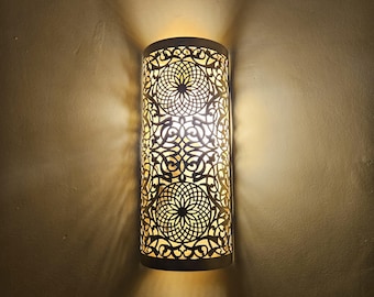 Handmade Moroccan Brass Wall Sconce: Indoor and Outdoor Wall Lamp Shade