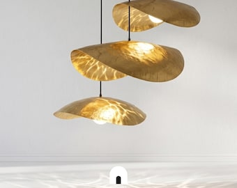 Hammered Brass Pendant Light Moroccan Gold Leaf Handmade Fixture Brass Lotus Pendant Lamp