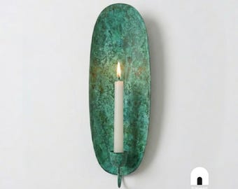 Portavelas de pared de latón: apliques de cobre oxidado con pátina para velas, iluminación rústica bohemia.