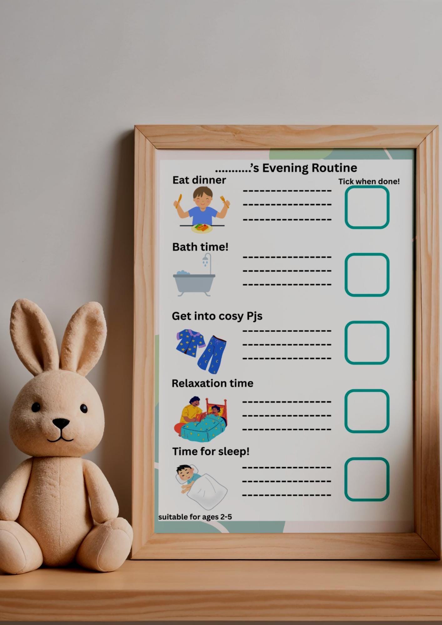 Printable Evening Routine Toddlers Daily Routine Chart - Printable Evening Routine - Ages 2-5 ...
