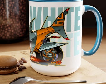 GREAT WHITE SHARK Sealife Hot Rod Fireball Art Coffee Mug - 15oz