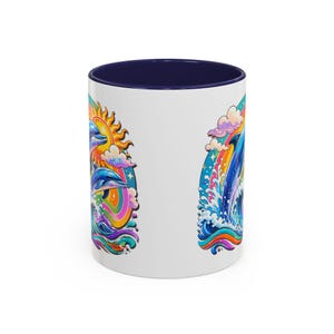 DOLPHIN SPLASH 2 Aquarium-serie Fireball Art-koffiemok - 2 maten afbeelding 2