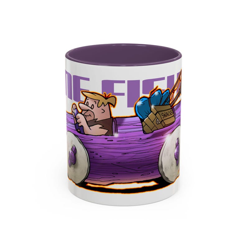 FLINTSTONES BARNEY RUBBLE Gone Fishing Fireball Collectible Coffee Mug - 2 Sizes image 1