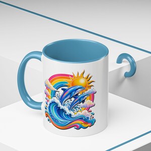 DOLPHIN SPLASH 1 Akvariumserie Eldbollskonst Kaffemugg - 2 storlekar bild 17
