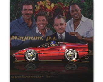MAGNUM PI FERRARI 308 gts Fireball Canvas Art Wall Print