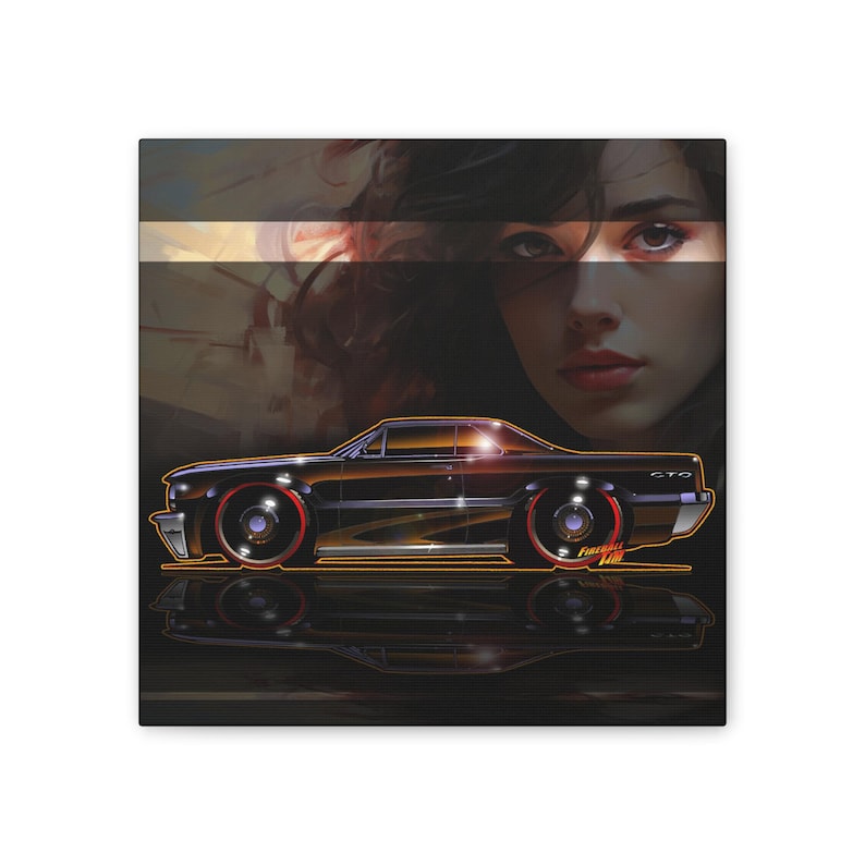 PONTIAC BONNEVILLE 1964 Fireball Art Canvas Print image 1