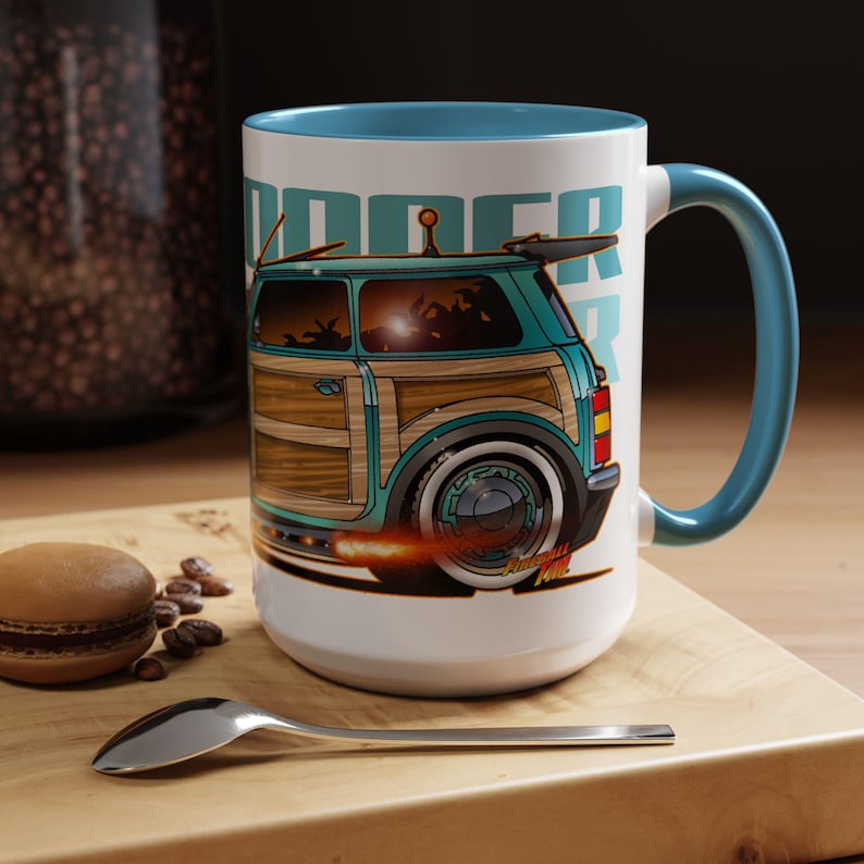 MINI COOPER Custom Woodie Fireball Art Coffee Mug 11oz image 11