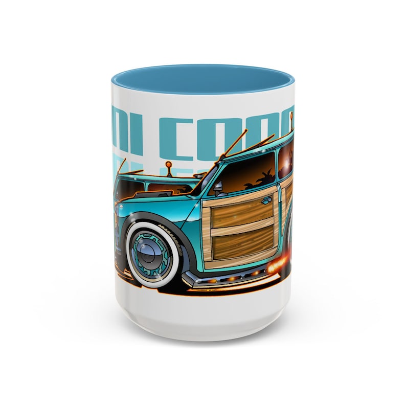 MINI COOPER Custom Woodie Fireball Art Coffee Mug 11oz image 7