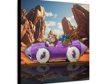 FLINTSTONES BARNEY RUBBLE Fireball Art Canvas Wall Print - Multiple Sizes
