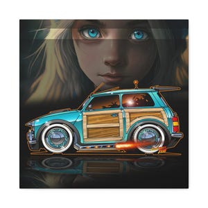 MINI COOPER Custom Woodie Fireball Art Canvas Print image 16