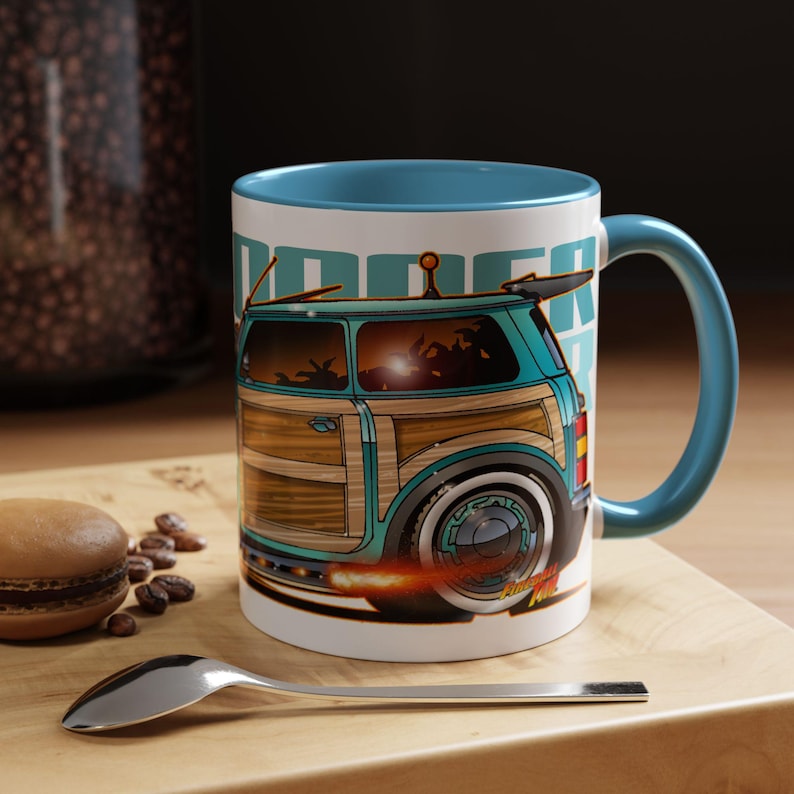 MINI COOPER Custom Woodie Fireball Art Coffee Mug 11oz image 5