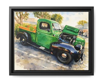 Your Custom Personalized CLASSIC CAR WATERCOLOR Framed Canvas Print - Multiple Sizes