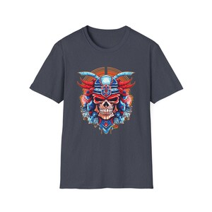 SAMURAI SKULL Fireball Art Unisex Softstyle T-Shirt - Multiple Colors image 11
