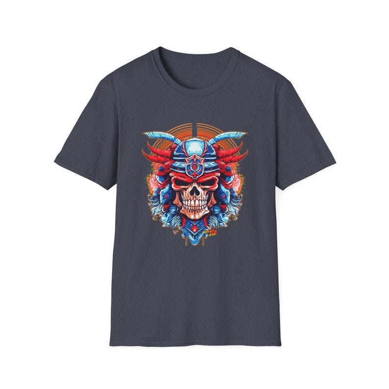 SAMURAI SKULL Fireball Art Unisex Softstyle T-Shirt - Multiple Colors image 11